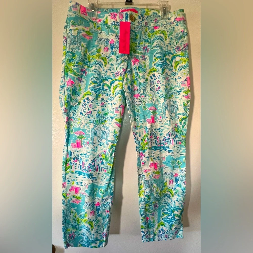 NWT Lilly Pulitzer Kelly Skinny Crop Pant - What a Lovely Place - 12 - Picture 1 of 3